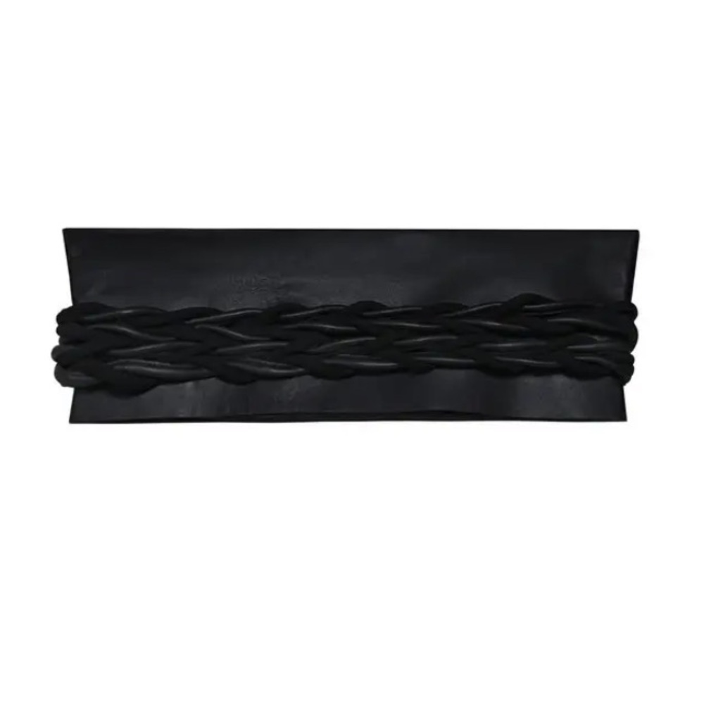 Johanna Ortiz Glamorous Journey Black Maxi Leather Clutch NWT